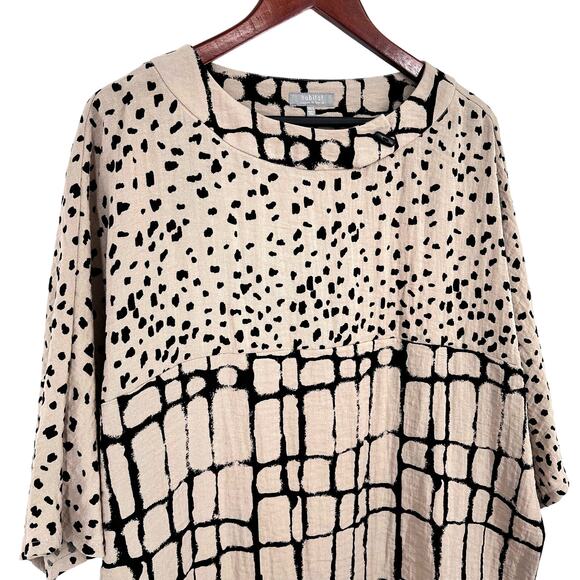 Habitat Oversized S/XS Small Extra Small Beige Wearable Art to Wear Shirt Top - Picture 5 of 9